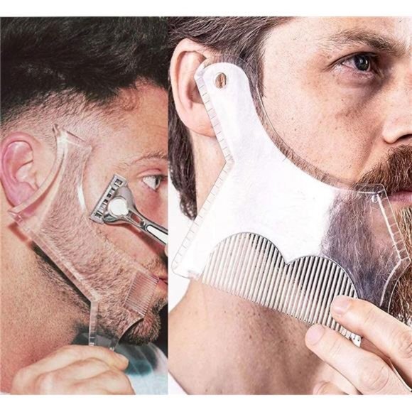 2PCS‎ Men's Beard Shaping Tool Template, Beard Guide Shaper with Inbuilt Comb - Picture 1 of 7